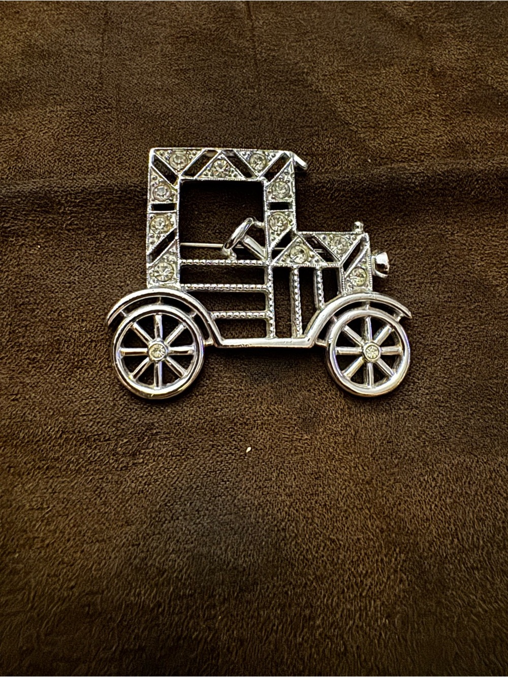 Silver Vintage Emmons Model T Car Decorative Brooch